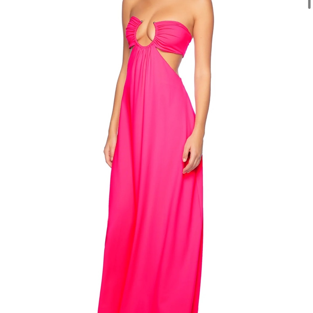 Susana Monaco Shocking Pink U Wire Cut Out Maxi Dress - Picture 4 of 7